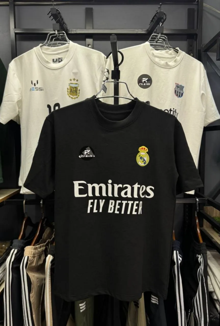 Real Madrid Black  Edition Drop Shoulder T-Shirt